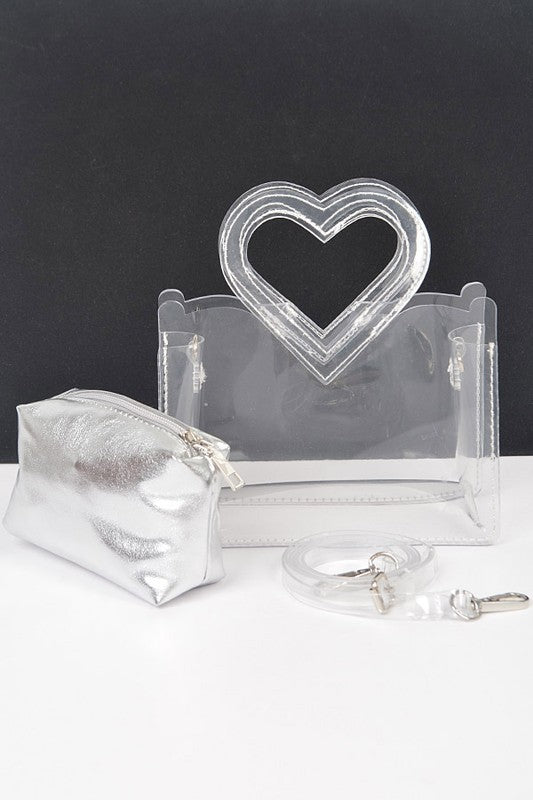 Heart Shape Handle Stadium Transparent Bag Set
