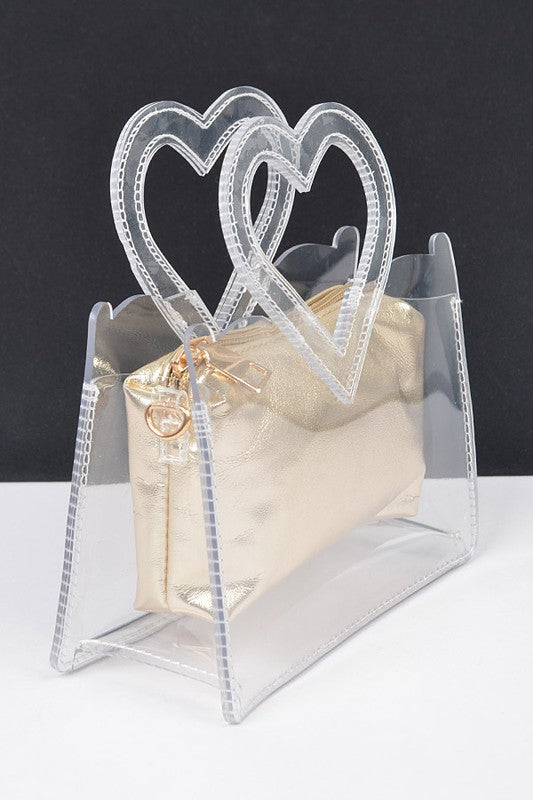 Heart Shape Handle Stadium Transparent Bag Set