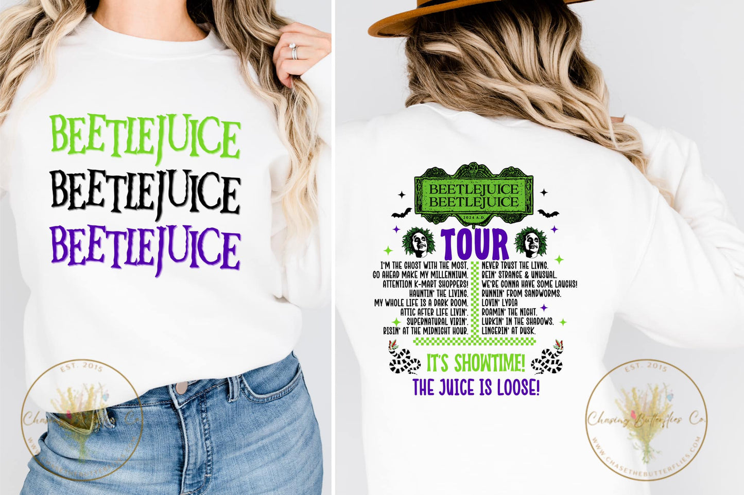 Beetlejuice Tour Front and Back Design