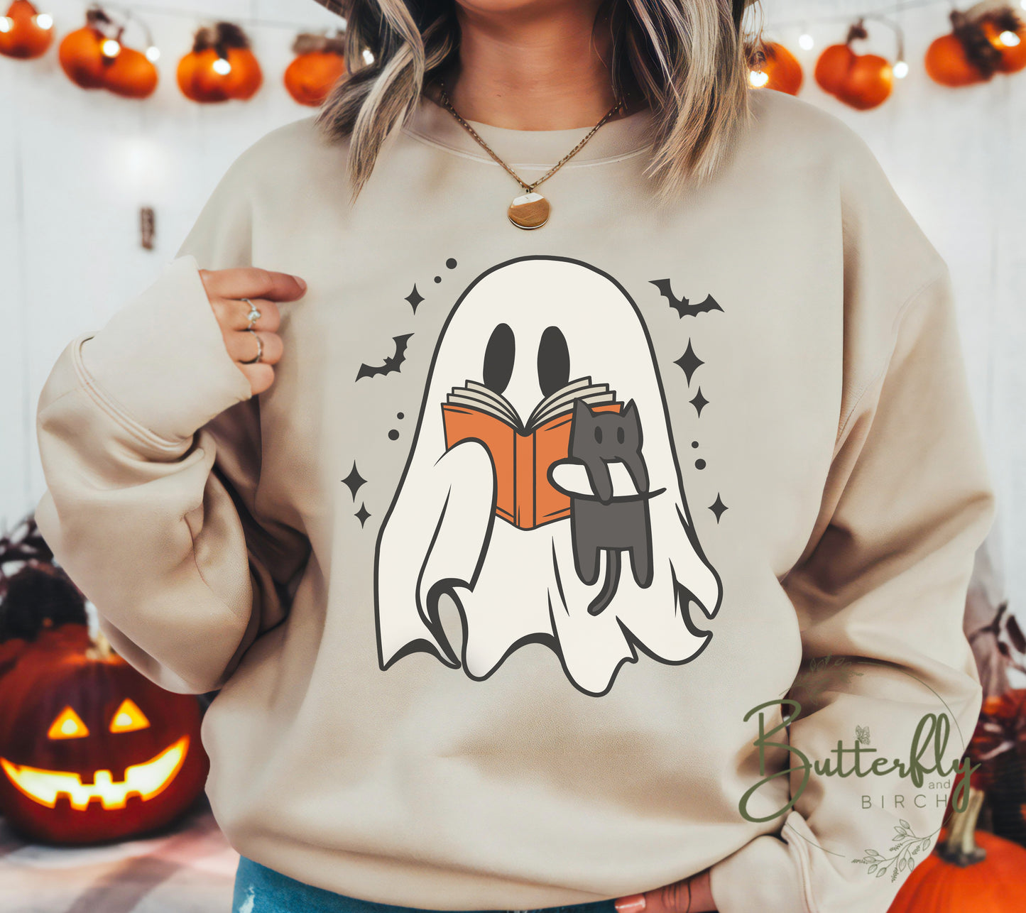Spooky Book Kitty Crewneck