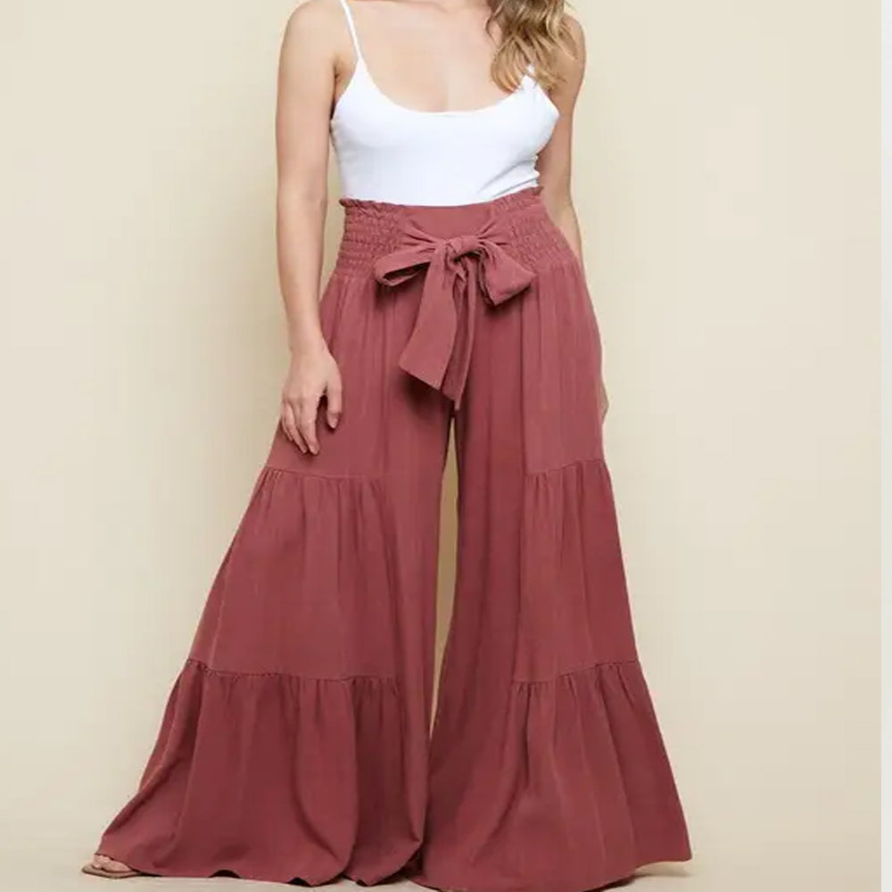Wide Leg High Waisted Pants with Tie Front www.chasethebutterflies.com
