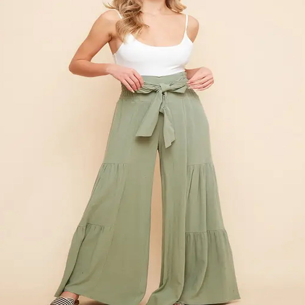 Wide Leg High Waisted Pants with Tie Front www.chasethebutterflies.com