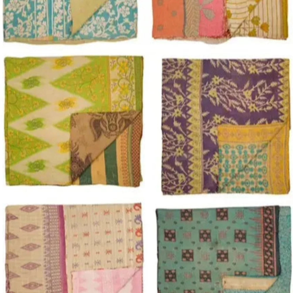 Vintage Kantha Quilt Blankets www.chasethebutterflies.com