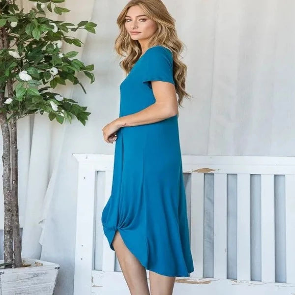 T-shirt dress with knotted bottom - Butterfly & Birch Co