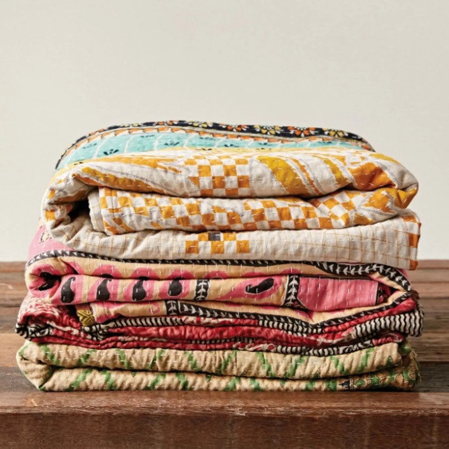 Vintage Kantha Quilt Blankets www.chasethebutterflies.com