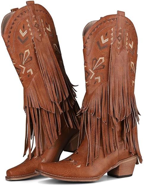 Western Cowgirl Boots with Fringe