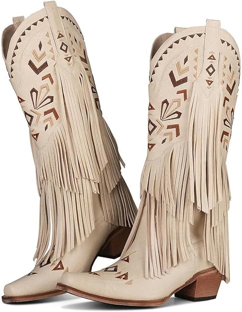 Western Cowgirl Boots with Fringe