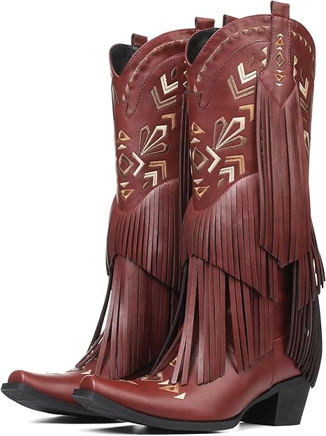 Western Cowgirl Boots with Fringe