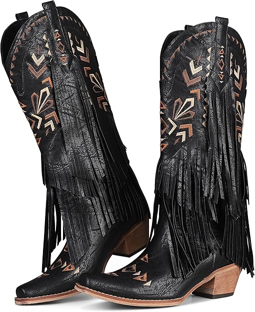 Western Cowgirl Boots with Fringe
