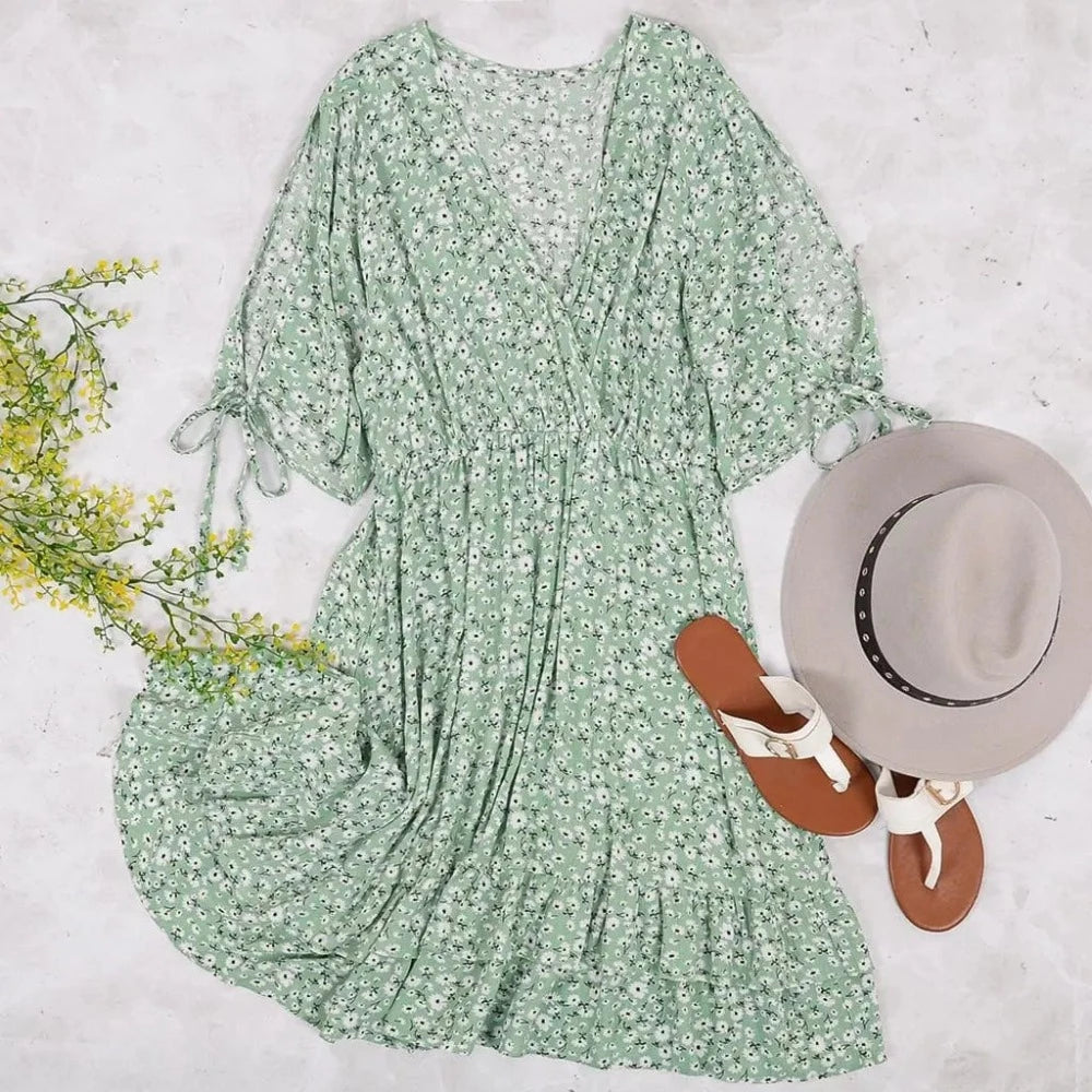 Open Sleeve Floral Print Dress www.chasethebutterflies.com
