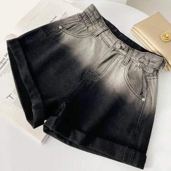 Two - Toned Denim Shorts - Butterfly & Birch Co