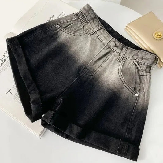 Two - Toned Denim Shorts - Butterfly & Birch Co