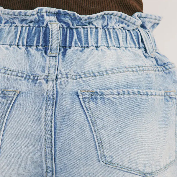 Distressed Elastic Band Shorts