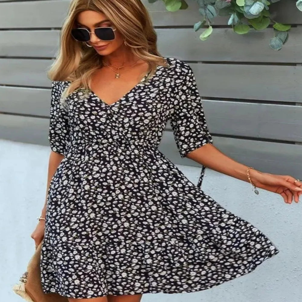 Open Sleeve Floral Print Dress www.chasethebutterflies.com