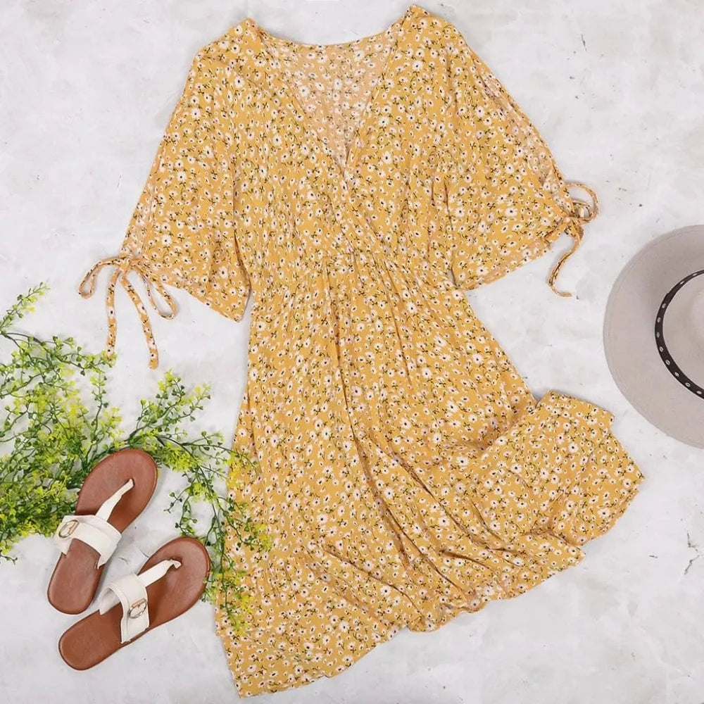 Open Sleeve Floral Print Dress www.chasethebutterflies.com