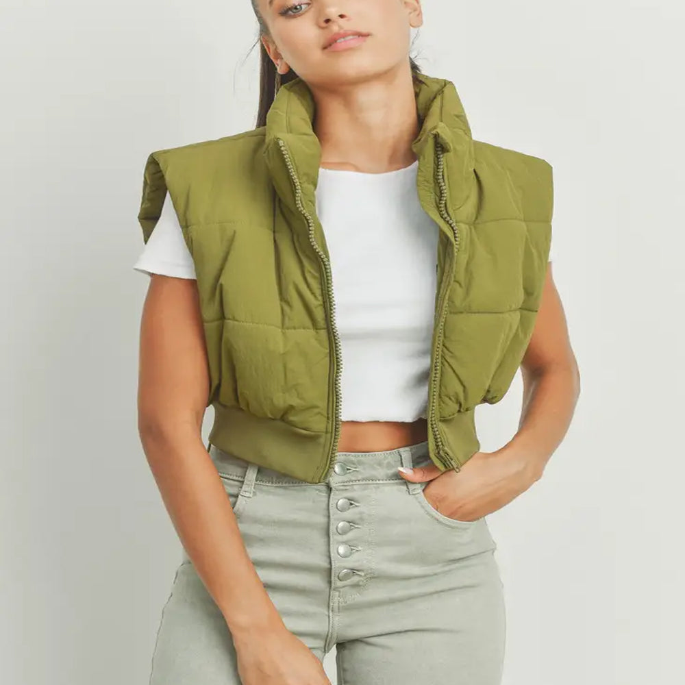Cropped Puffer Vest